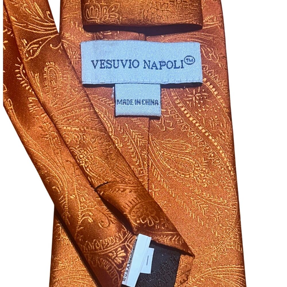 Vesuvio Napoli Burnt Orange Paisley Necktie